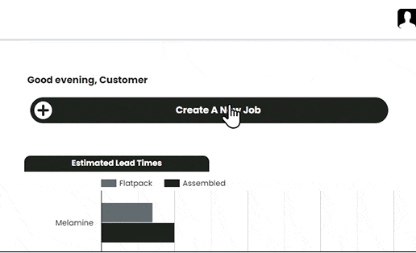 The ordering portal open on a kitchen job, with the room and the quote beside it.