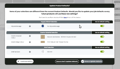 Default settings in the ordering portal.